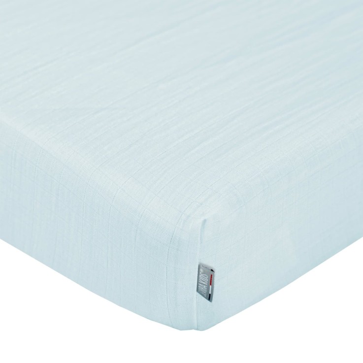 Drap housse en gaze de coton à carreaux