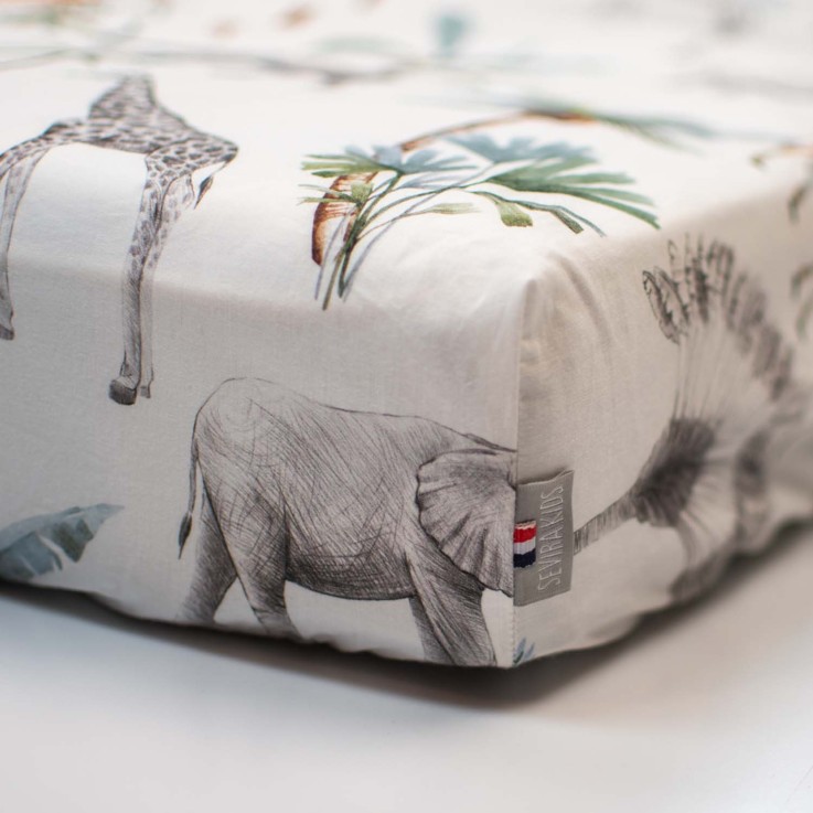 Drap-housse en satin de coton, Safari