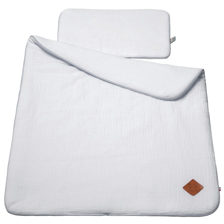 Set berceau, couverture et coussin en gaze de coton, Jeanne