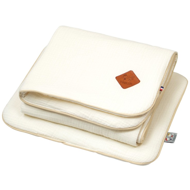Set berceau, couverture et coussin en gaze de coton, Jeanne