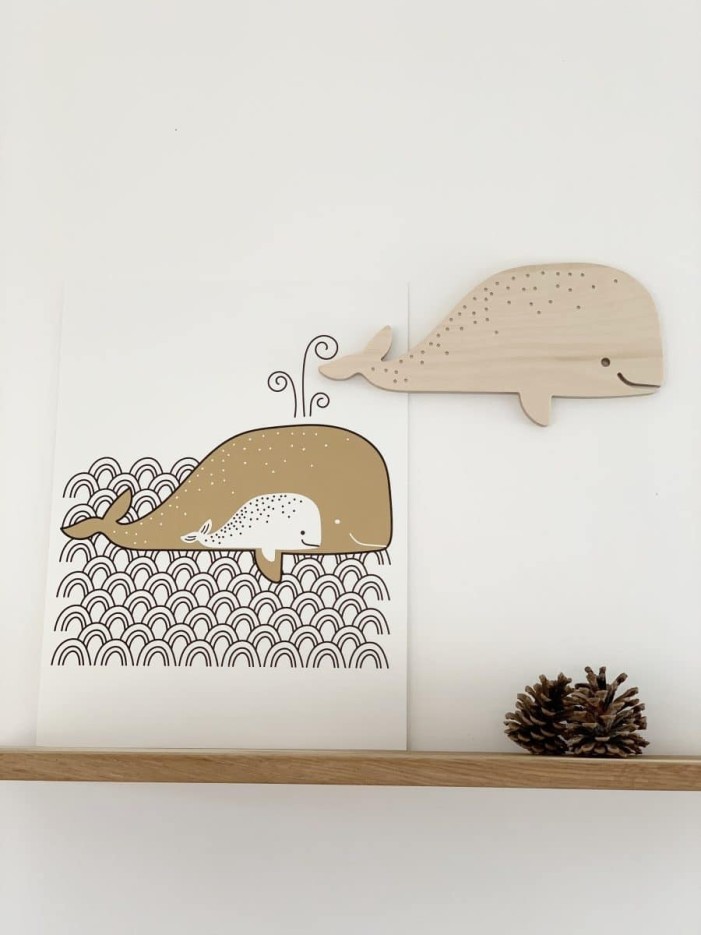 Décoration en bois murale Grand format - La baleine