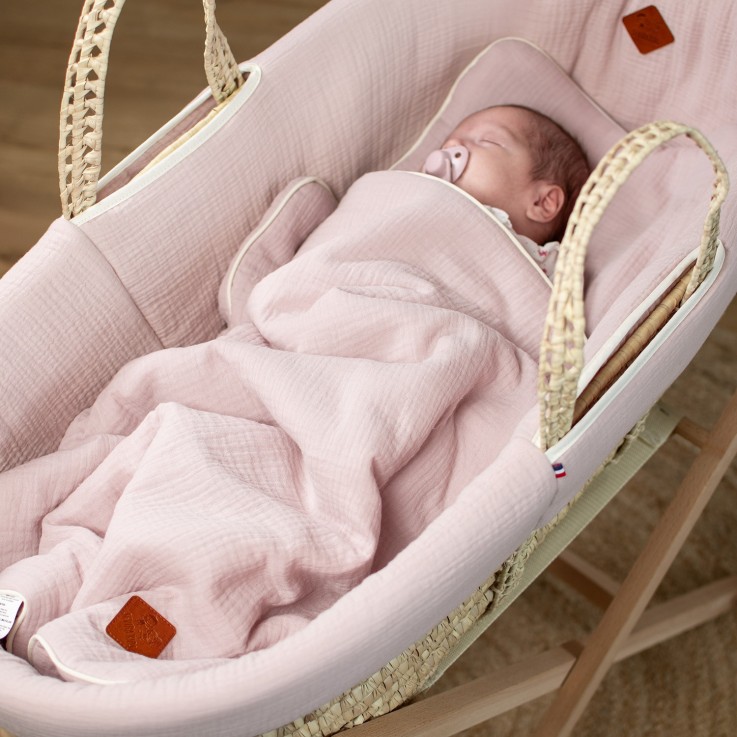 Set berceau, couverture et coussin en gaze de coton, Jeanne
