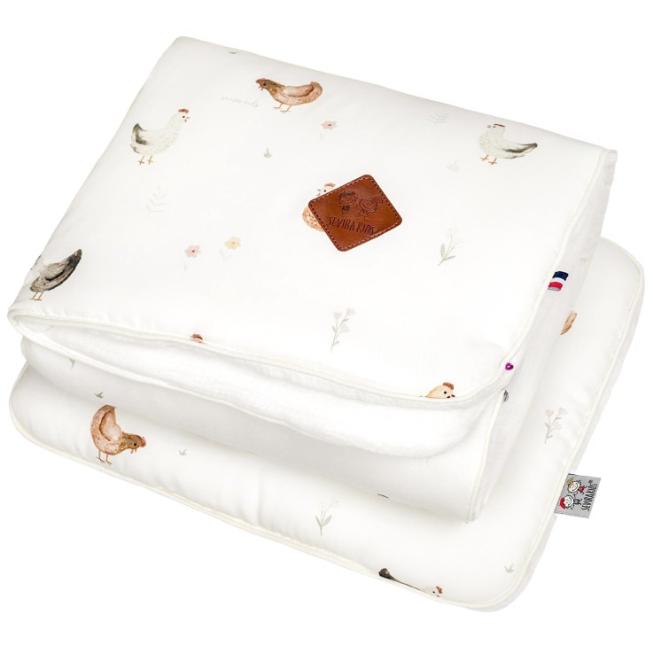 Set coussin et couverture pour berceau et couffin en Coton, GALLINA