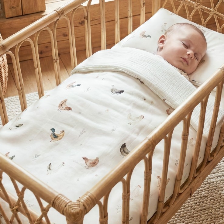 Set coussin et couverture pour berceau et couffin en Coton, GALLINA