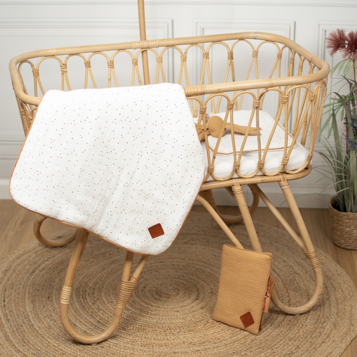 Set berceau, couverture et coussin en gaze de coton, Jeanne
