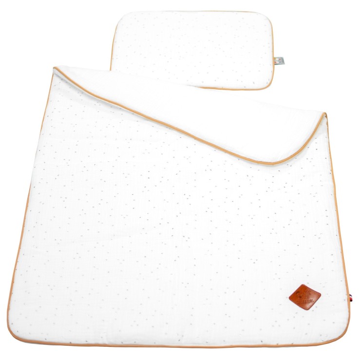 Set berceau, couverture et coussin en gaze de coton, Jeanne