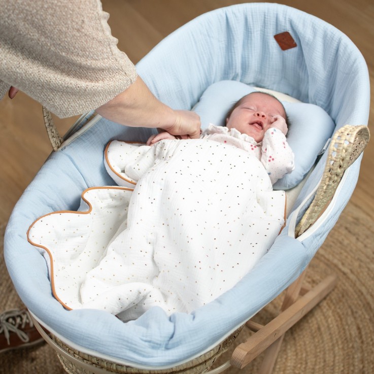 Set berceau, couverture et coussin en gaze de coton, Jeanne