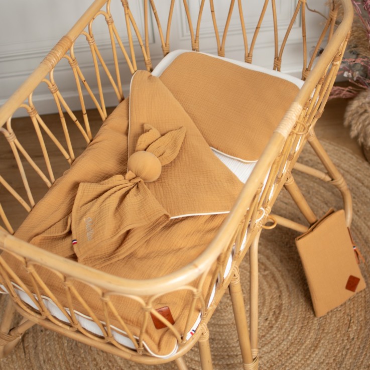 Set berceau, couverture et coussin en gaze de coton, Jeanne