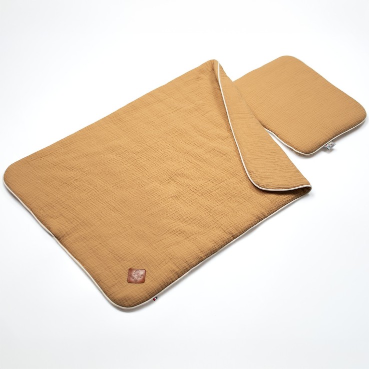 Set berceau, couverture et coussin en gaze de coton, Jeanne
