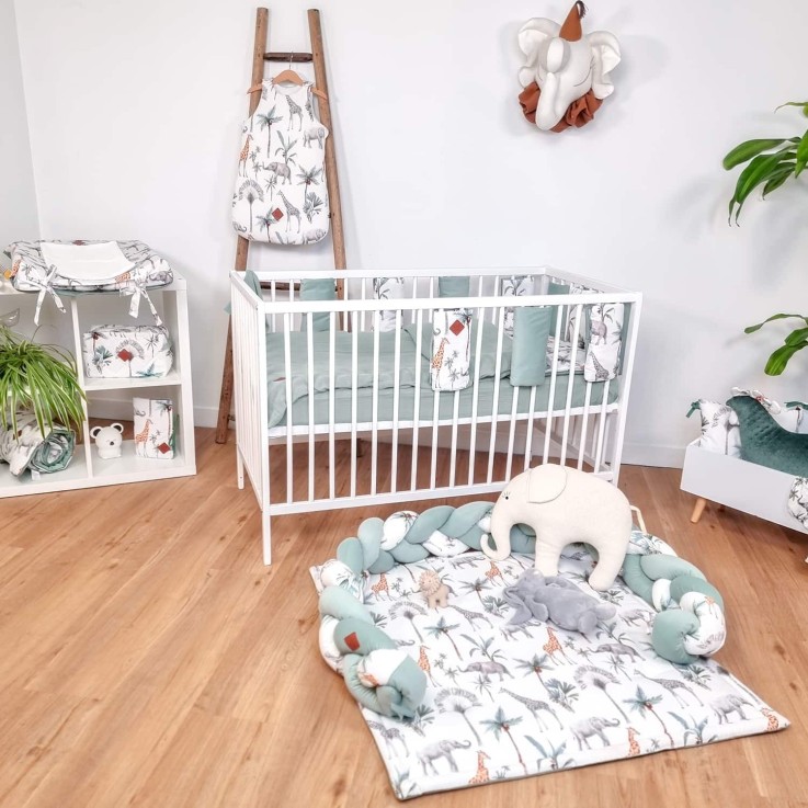Ensemble couette et oreiller enfant prêt à dormir en coton satiné, Safari