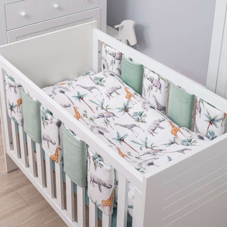 Ensemble couette et oreiller enfant prêt à dormir en coton satiné, Safari