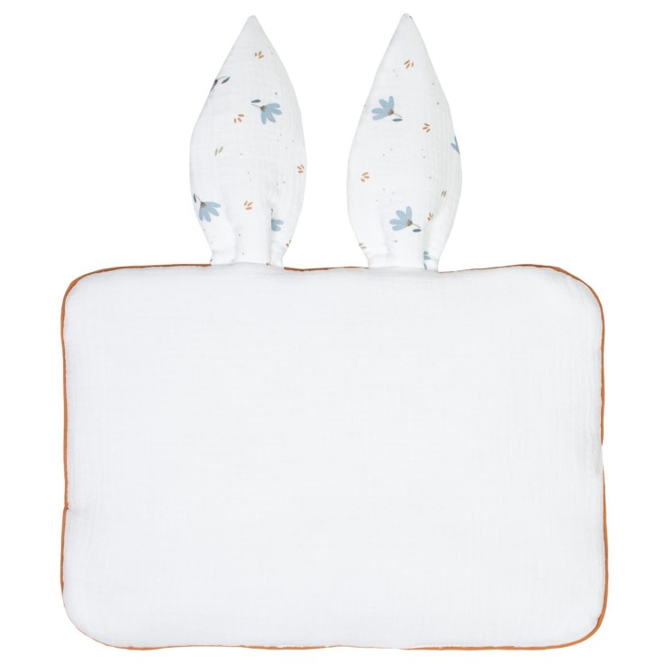 Oreiller extra plat lapin en gaze de coton, Bleuet