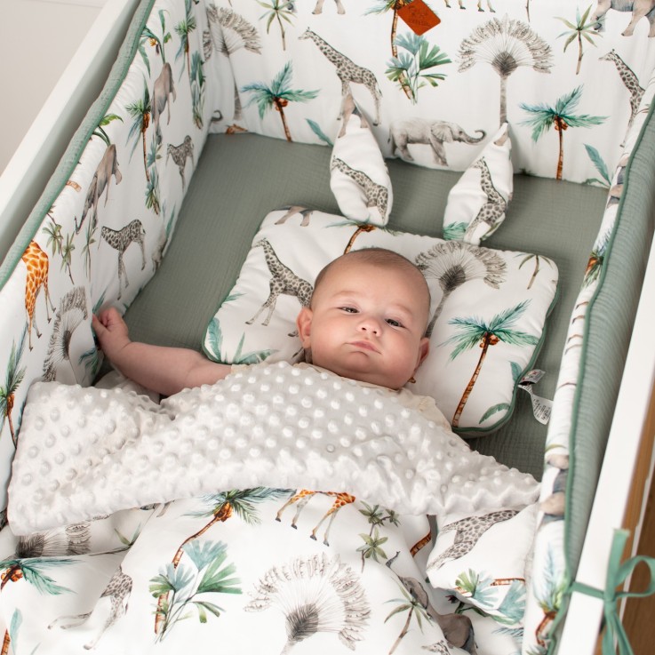 Oreiller plat lapin réversible en coton, Safari