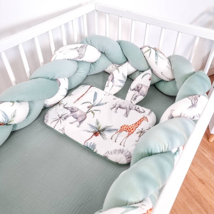 Oreiller plat lapin réversible en coton, Safari