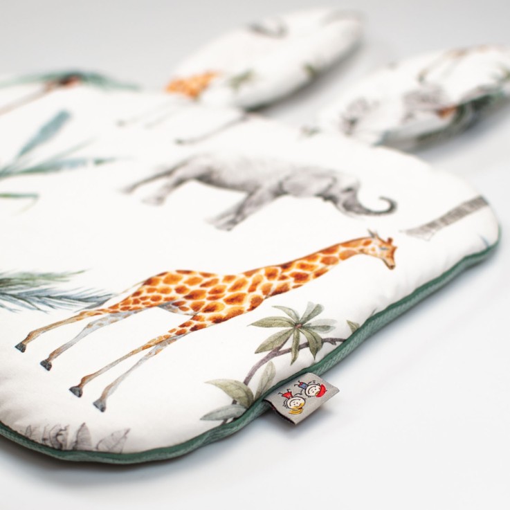 Oreiller plat lapin réversible en coton, Safari