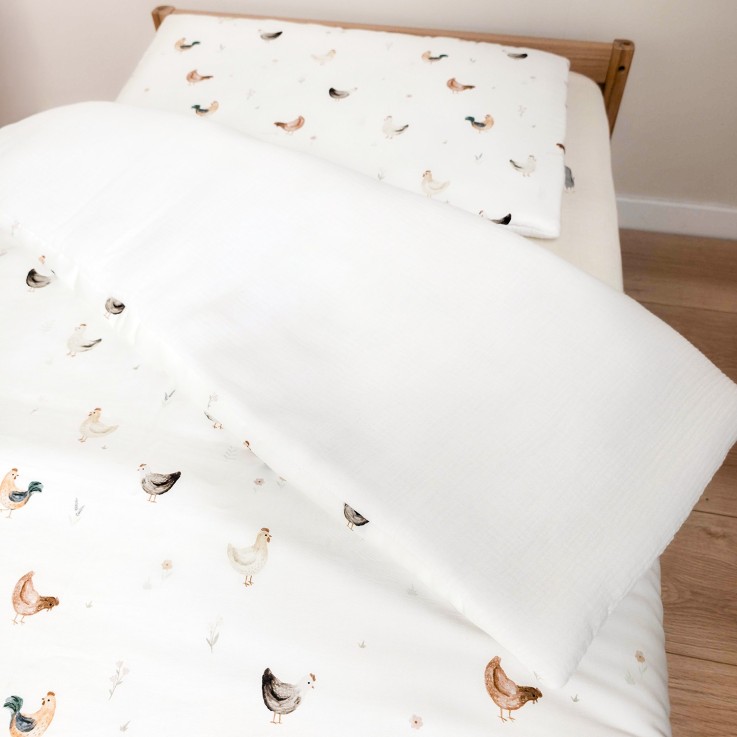Couette et oreiller enfant prêt à dormir en coton, GALLINA