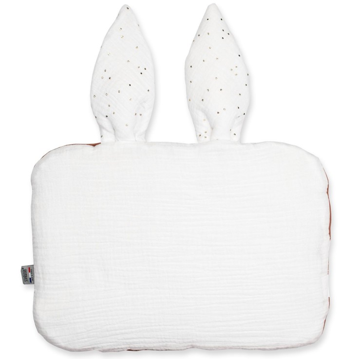 Oreiller plat lapin en gaze de coton, Jeanne