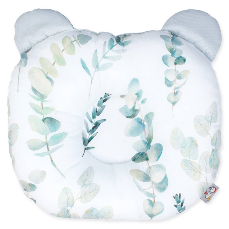 Coussin anti-tête plate réversible en coton, Eucalyptus