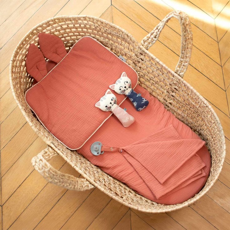 Oreiller plat lapin en gaze de coton, Jeanne