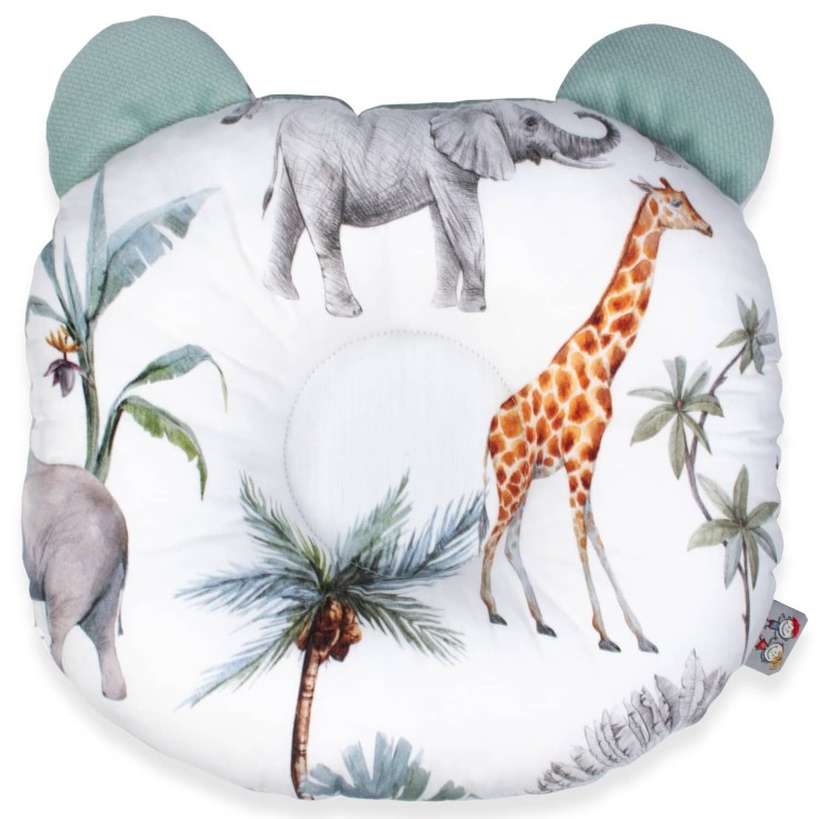 Coussin anti tête plate en coton, Safari