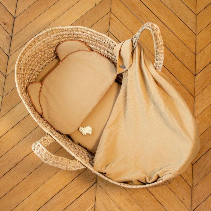 Oreiller bébé plat ourson en gaze de coton, Jeanne