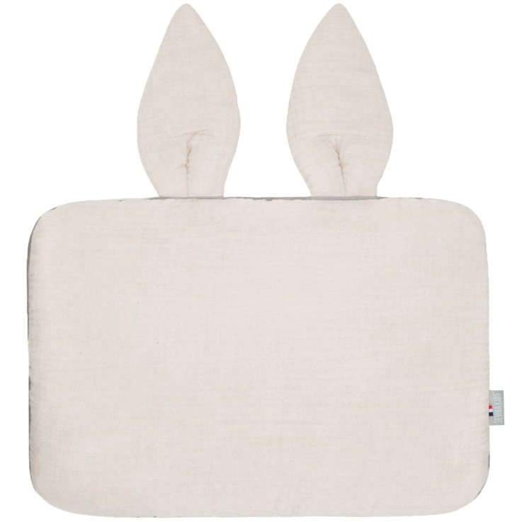 Oreiller plat lapin en gaze de coton, Jeanne