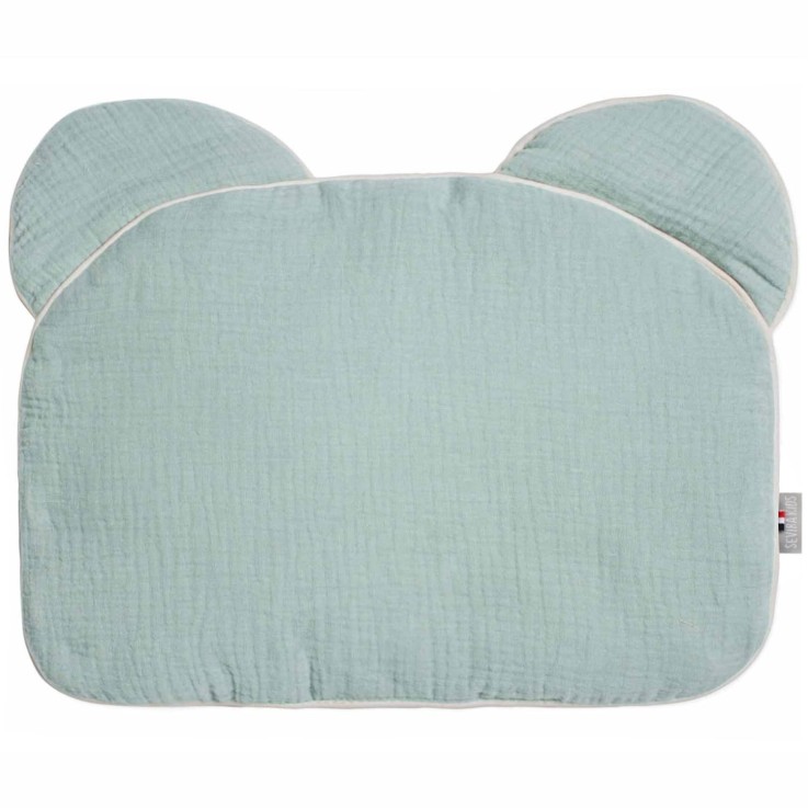 Oreiller bébé plat ourson en gaze de coton, Jeanne