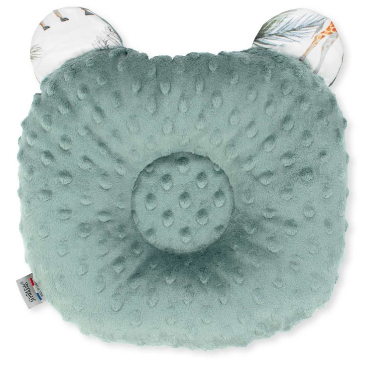 Coussin anti tête plate réversible minky en coton, Safari