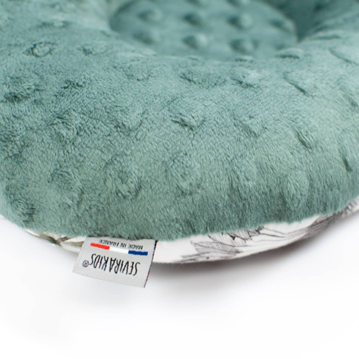 Coussin anti tête plate réversible minky en coton, Safari