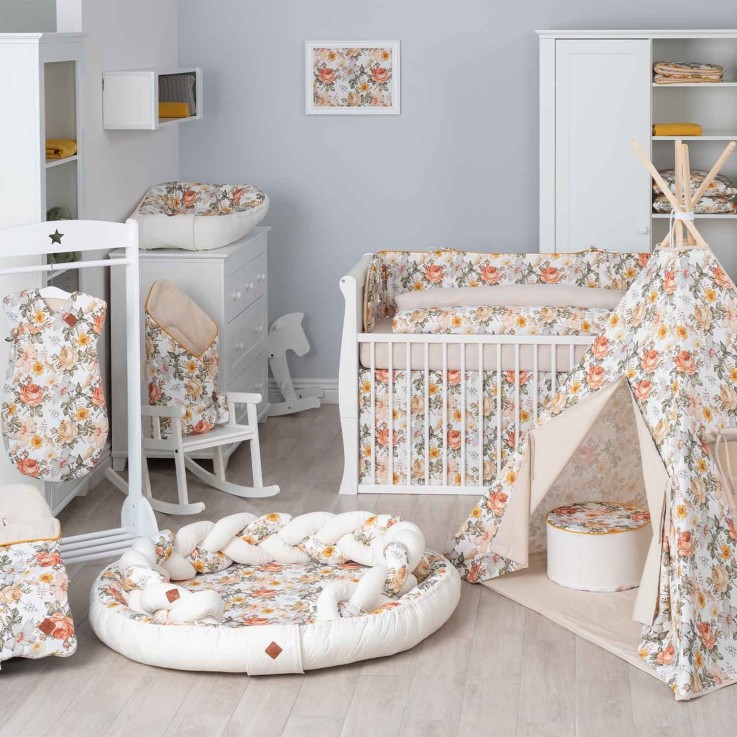 Coussin anti tête plate réversible minky en coton, Néo Vintage