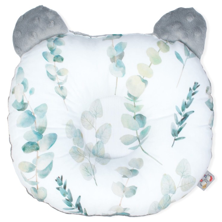 Coussin anti tête plate réversible minky en coton, Eucalyptus