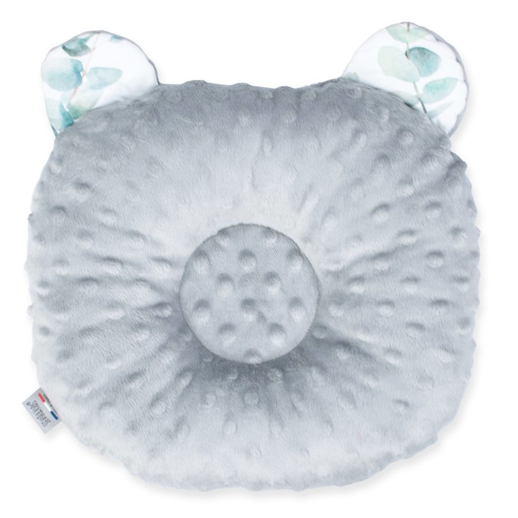 Coussin anti tête plate réversible minky en coton, Eucalyptus