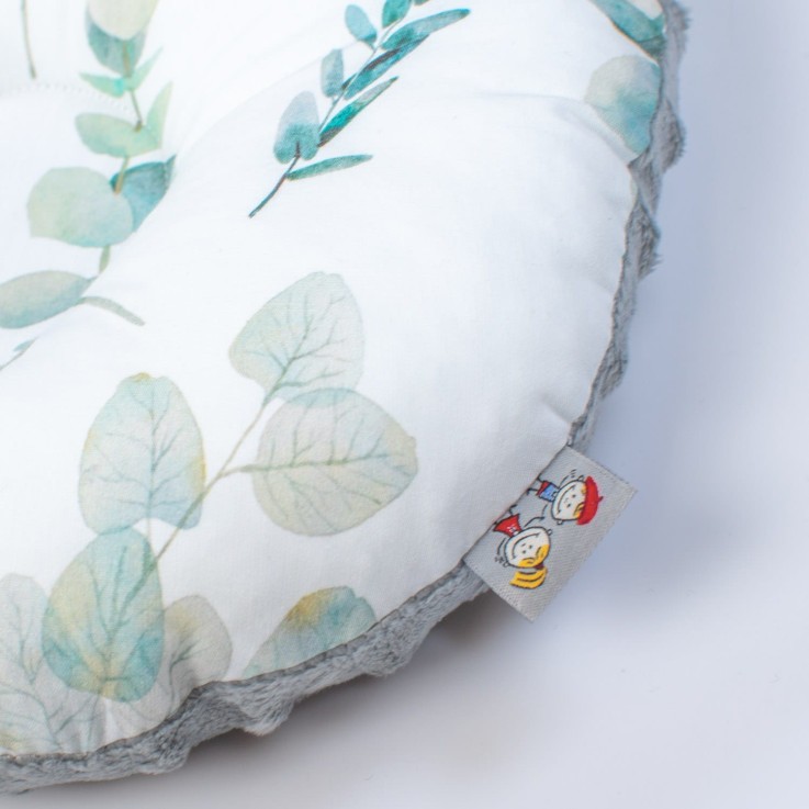 Coussin anti tête plate réversible minky en coton, Eucalyptus