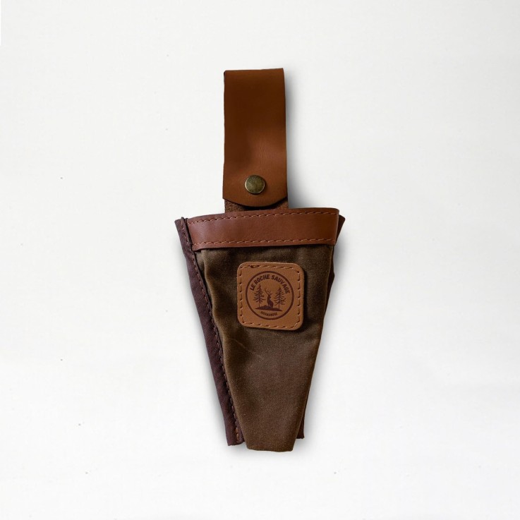 Etui pour sécateur en cuir et toile cirée