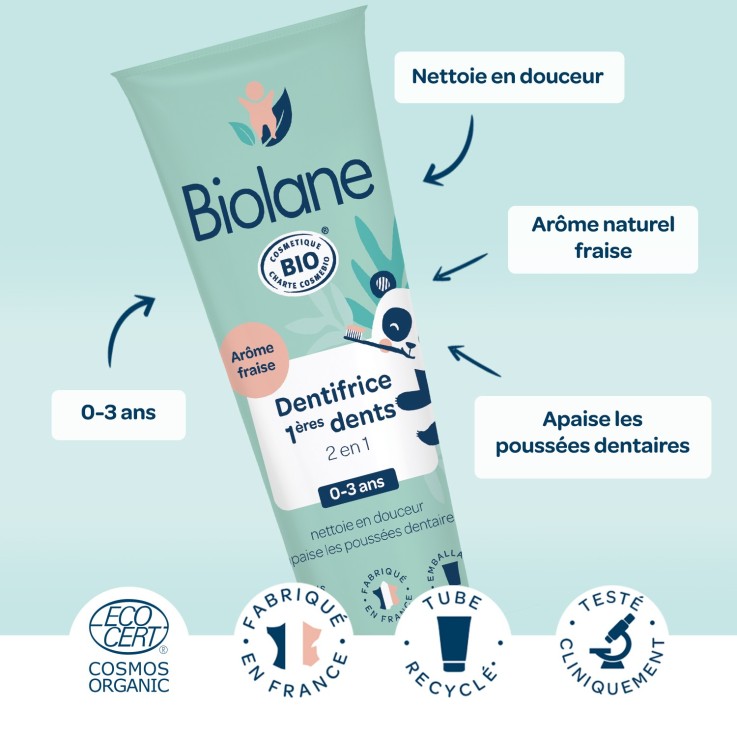 Dentifrice 1ères dents 2 en 1 certifié biologique - 50ml