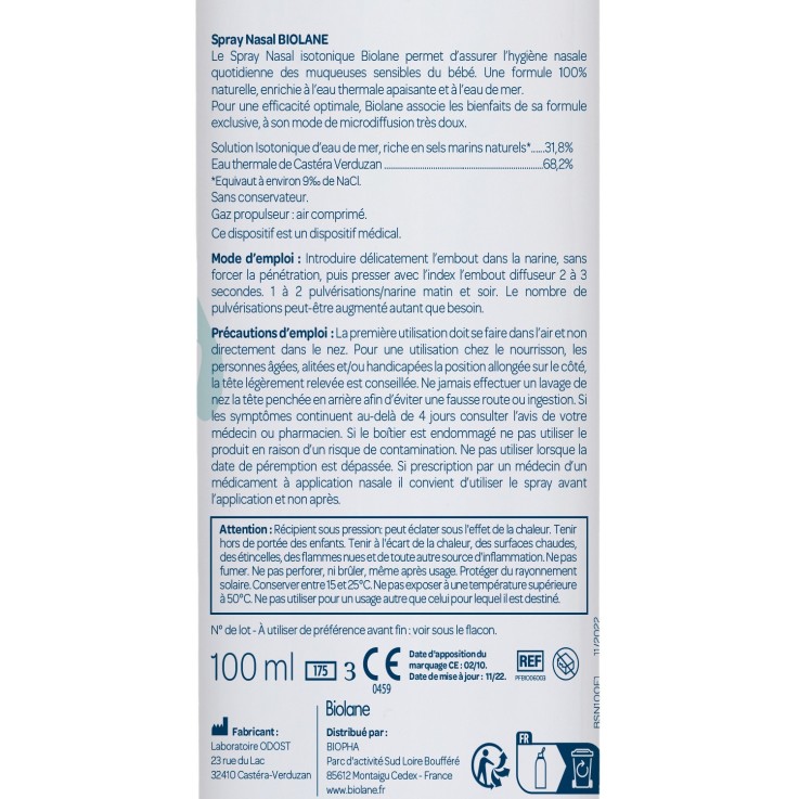 Spray nasal 100ml : formule 100% naturelle