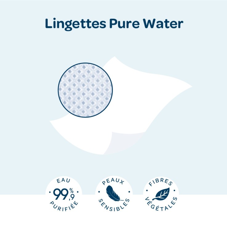Lingettes pure water fibres végétales