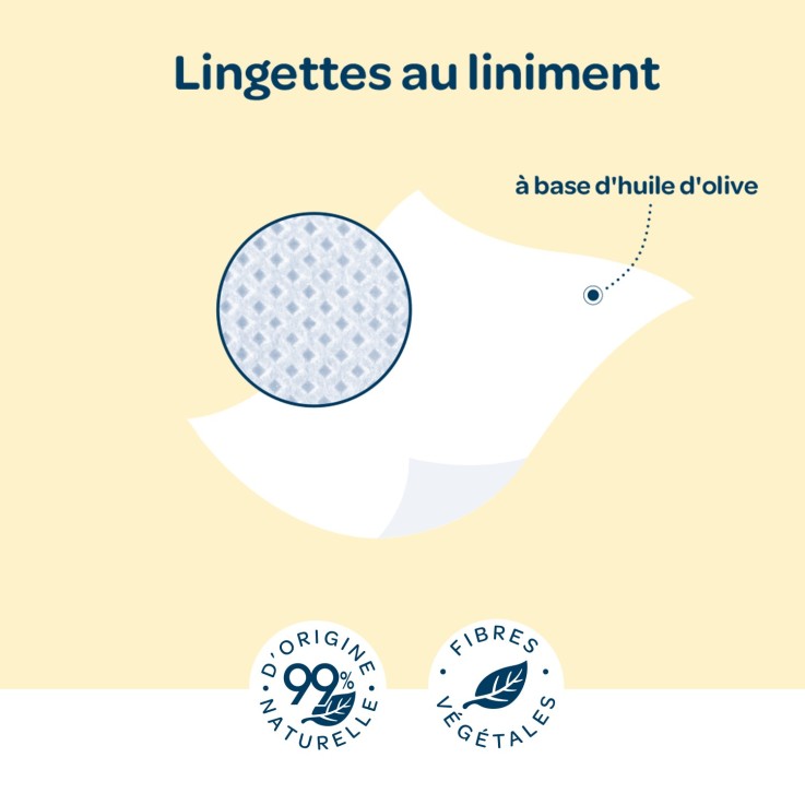 Lingettes au liniment fibres végétales