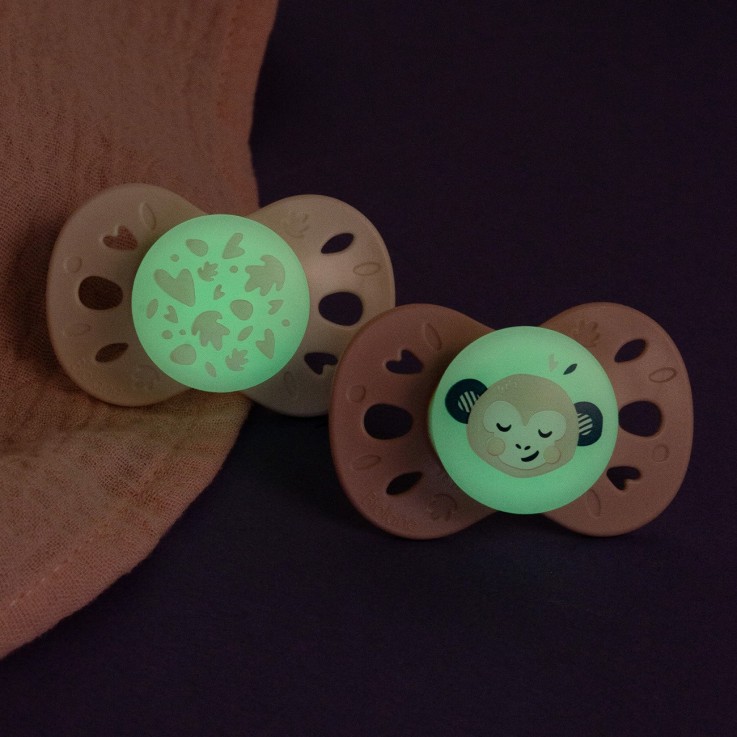 Sucettes anatomiques Nuit blanc et rose