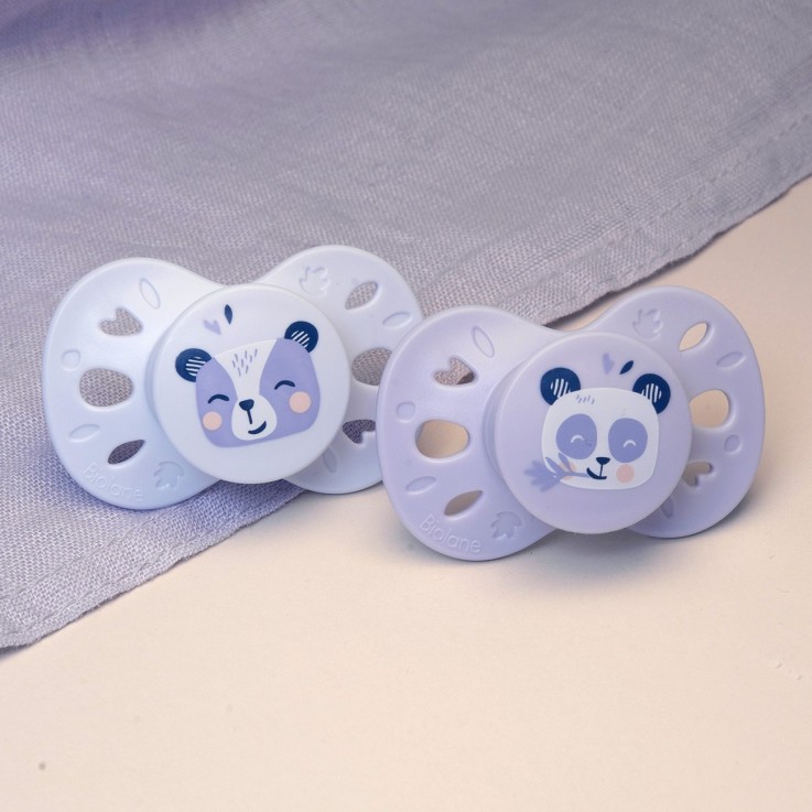 Sucettes anatomiques blanc et violet