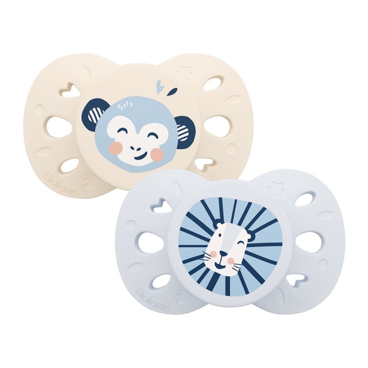 Sucette anatomique bleu et beige