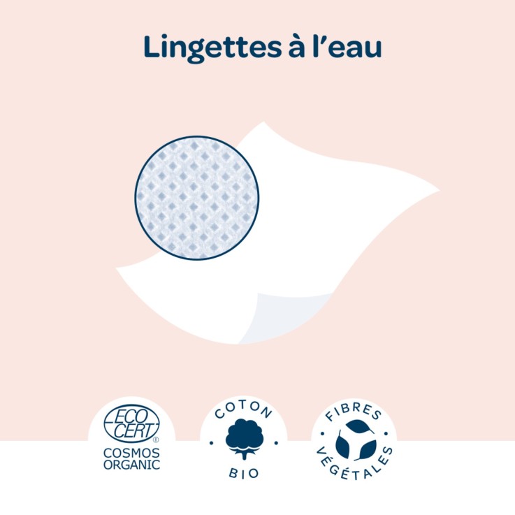 Lingettes à l'eau certifiées biologiques