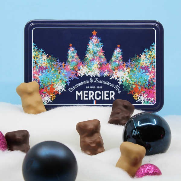 Boîte fer de nounours guimauve Mercier 3 couleurs assorties - Boîte de 10 oursons (120g)