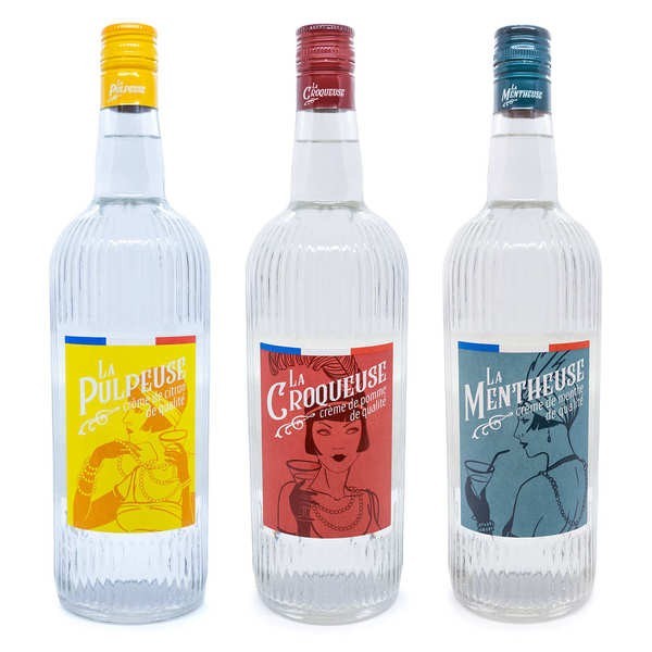 Assortiment de 3 crèmes (menthe, pomme, citron) La Mentheuse - Lot de 3 bouteilles