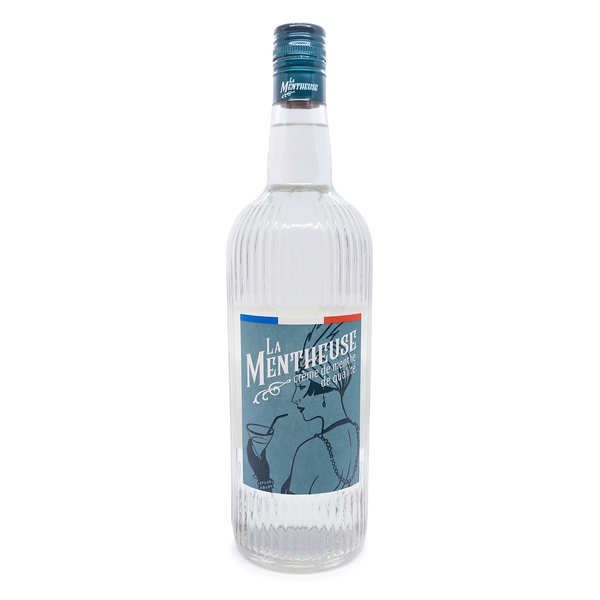 Crème de menthe naturelle peu sucrée - La Mentheuse 15% - Bouteille de 1L