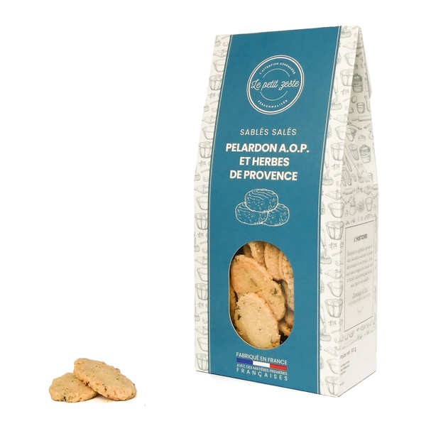 Sablés salés pélardon AOP des Cévennes et herbes de Provence - Boîte de 100g