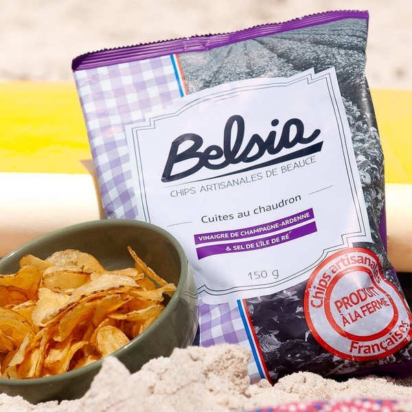 Chips artisanales de Beauce - Vinaigre de Champagne-Ardenne et sel de l'Île de Ré - Sachet de 150g