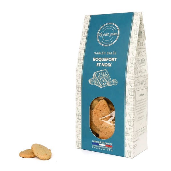 Sablés salés roquefort AOP et noix - Boîte de 100g