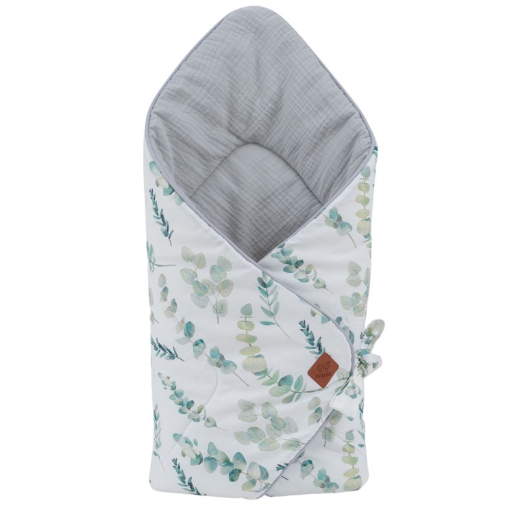 Gigoteuse d'emmaillotage molletonnée en coton, Eucalyptus