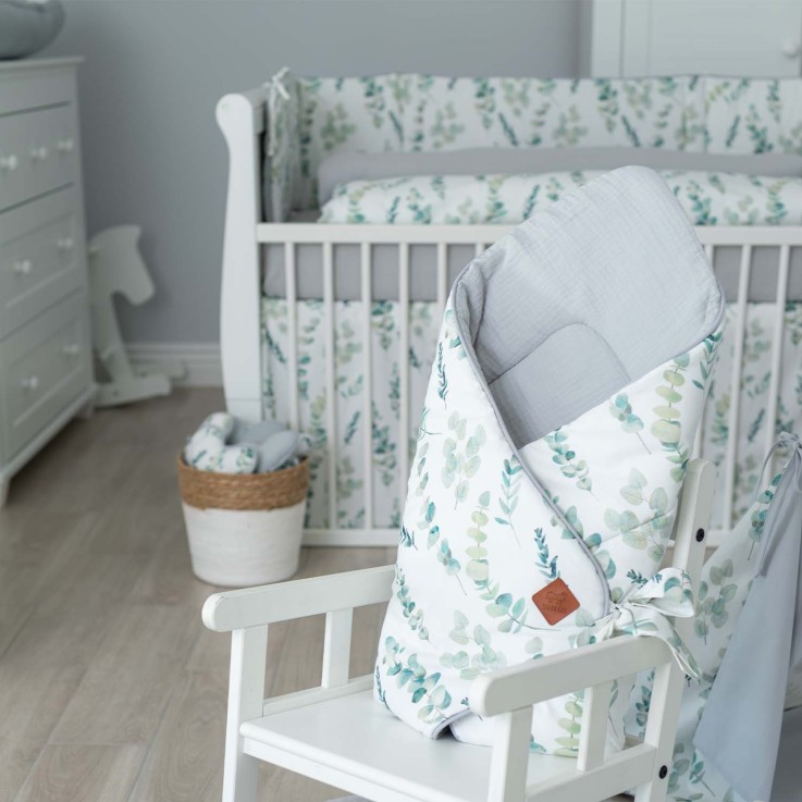 Gigoteuse d'emmaillotage molletonnée en coton, Eucalyptus